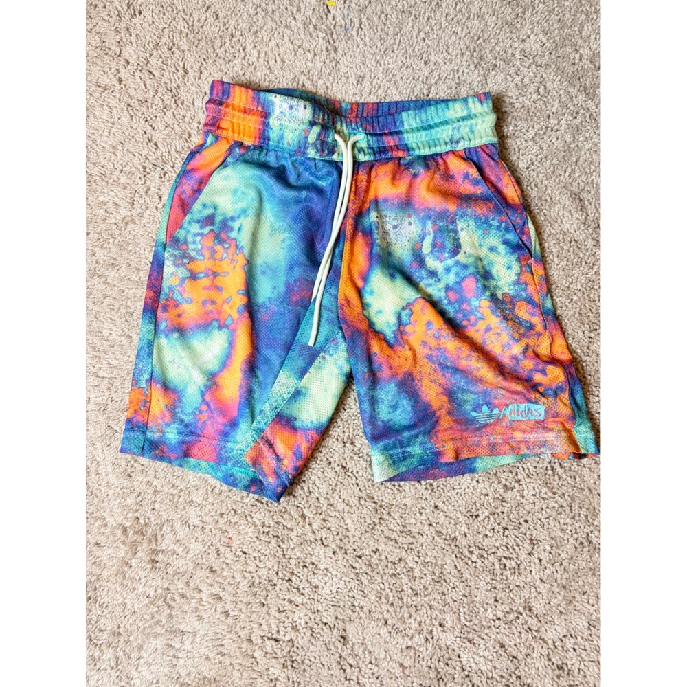 Adidas Mesh Athletic Shorts Mens XS Multicolor Tie Dye Galaxy Print